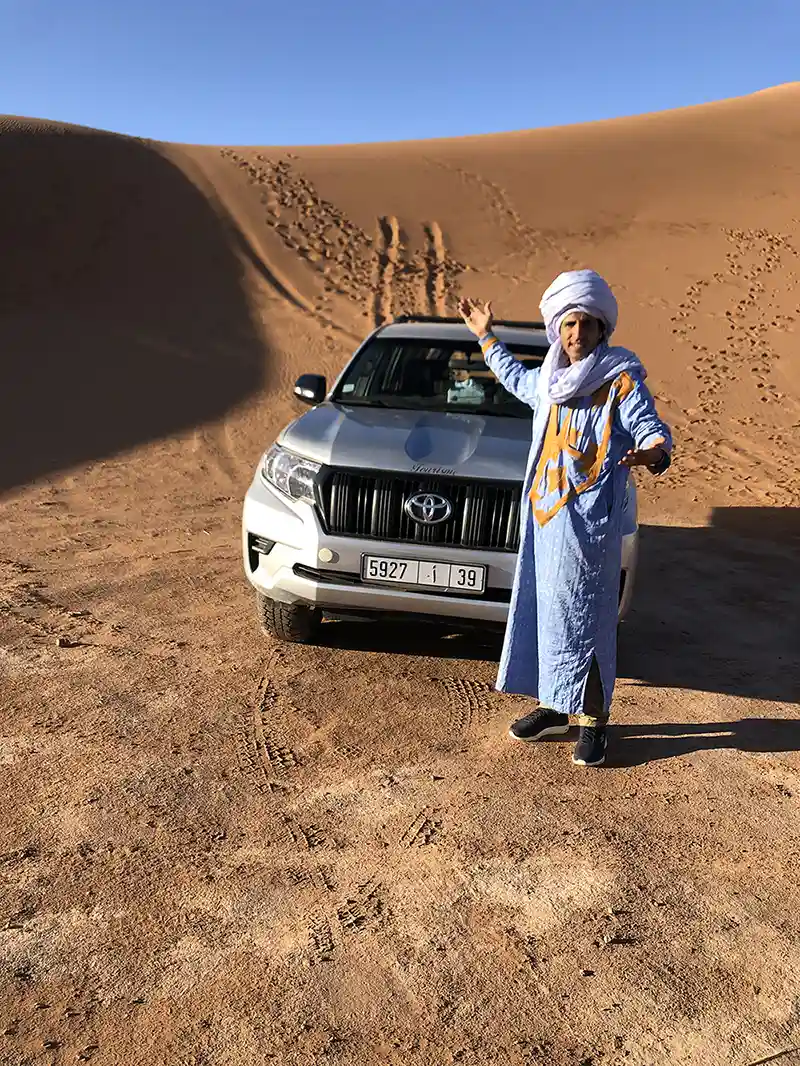 4x4 vehicle with local driver near the Erg Chigaga dunes
